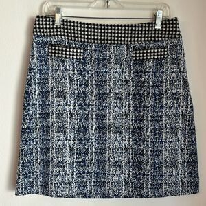 CAbi Women’s preppy multi pattern abstract checkered a-line skirt officewear 6!
